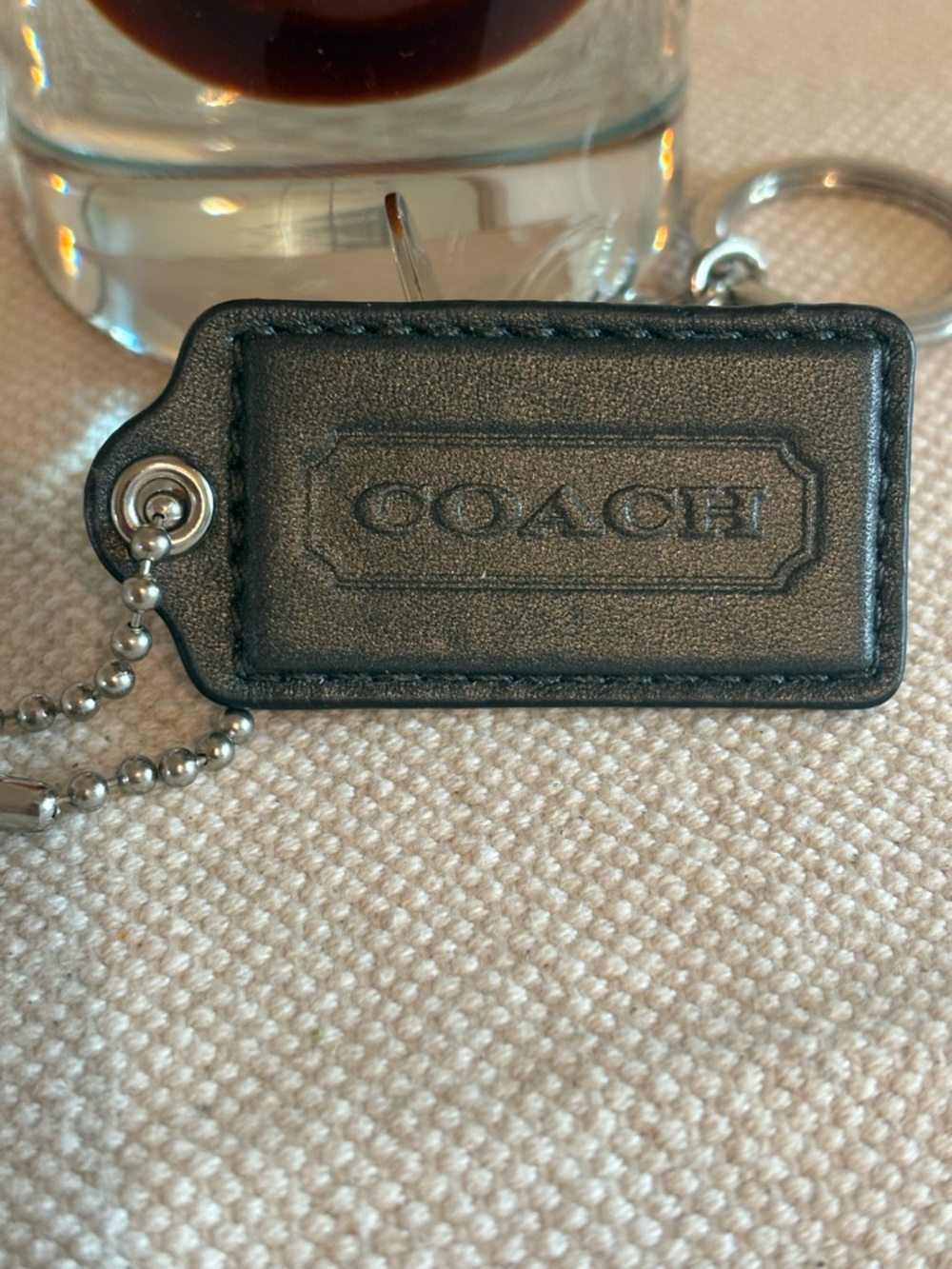 Coach Pink Heart Enamel Key Ring with Black Leather Tag - Picture 6 of 6